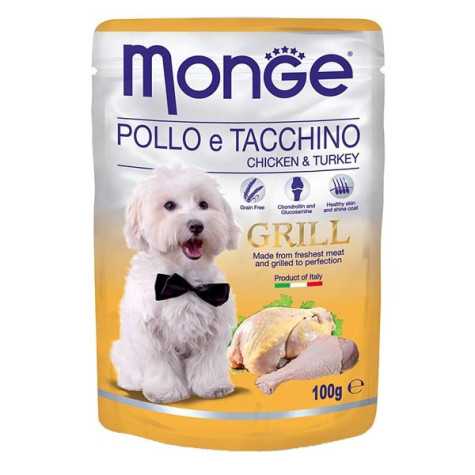 MONGE Grill Bouchées avec Poulet et Dinde 100 g.
