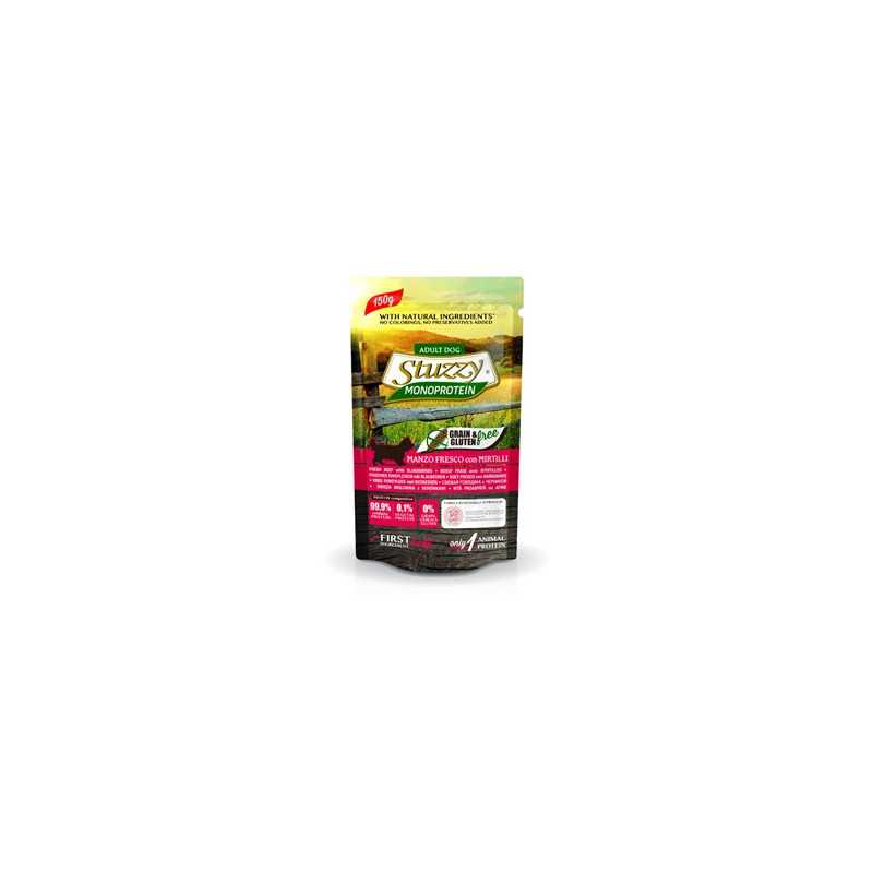 STUZZY DOG Monoprotein Grain et Gluten Free avec Bœuf frais et Myrtilles 150 g. STUZZY DOG Monoprotein Grain et Gluten Free avec Bœuf frais et Myrtilles 150 g.