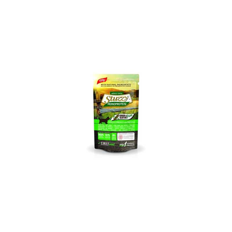 STUZZY DOG Monoprotein Grain et Gluten Free avec Vitello frais et Bietole 150 g. STUZZY DOG Monoprotein Grain et Gluten Free avec Vitello frais et Bietole 150 g.