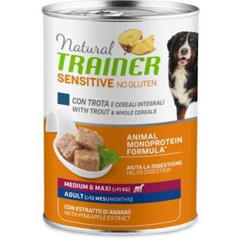 TRAINER Natural Sensitive No Gluten Medium & Maxi Adult con Trota e Cereali 400 gr. - 