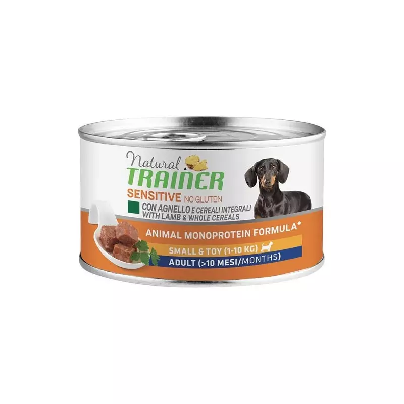 TRAINER Natural Sensitive No Gluten Small & Toy Adult con Agnello e Cereali Integrali 150 gr.