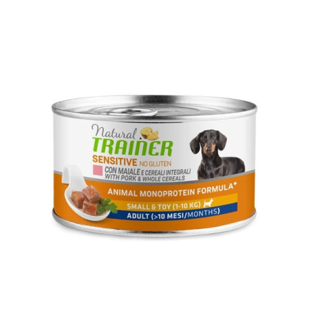 TRAINER Natural Sensitive No Gluten Small & Toy Adult con Maiale e Cereali Integrali 150 gr. - 