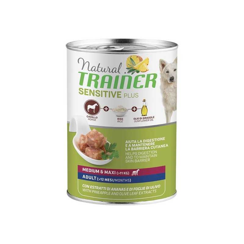 TRAINER Natural Sensitive Plus No Gluten Medium et Maxi Adult avec Cheval et Riz 400 g. TRAINER Natural Sensitive Plus No Gluten Medium et Maxi Adult avec Cheval et Riz 400 g.