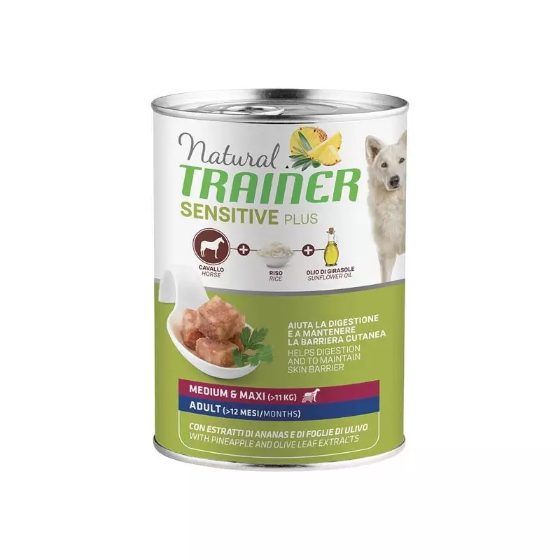 TRAINER Natural Sensitive Plus No Gluten Medium & Maxi Adult con Cavallo e Riso 400 gr.