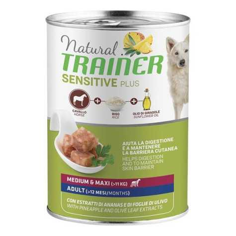 TRAINER Natural Sensitive Plus No Gluten Medium et Maxi Adult avec Cheval et Riz 400 g.