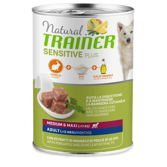 TRAINER Natural Sensitive Plus No Gluten Medium & Maxi Adult with Rabbit and Rice 400 gr.