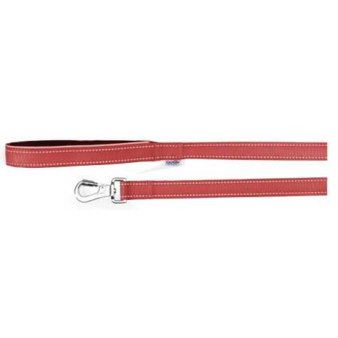 CAMON Laisse avec Maniglia in Neoprene et Cuciture Reflex Rouge 2,5x120 cm. - DC178/01