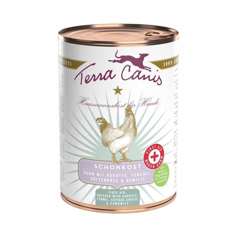 TERRA CANIS Gastrointestinal Pollo con Carota, finocchio, formaggio in fiocchi e camomilla 12 x 400 gr.