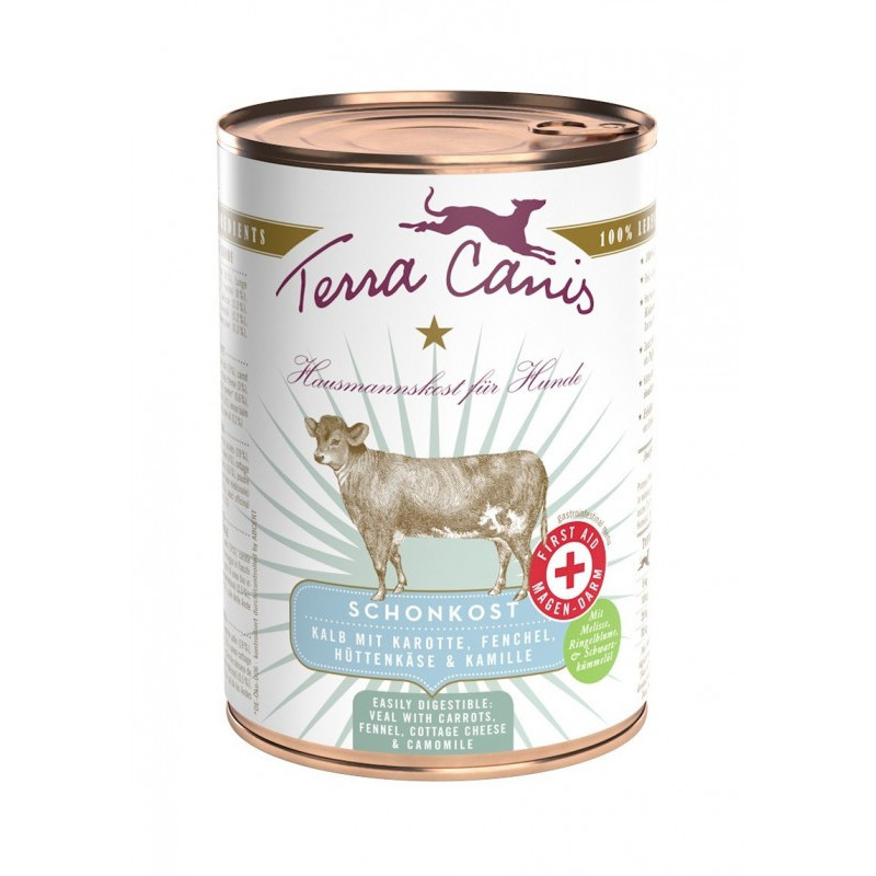 TERRA CANIS Gastrointestinal Vitello con Carote, finocchio, formaggio in fiocchi e camomilla 12 x 400 gr.