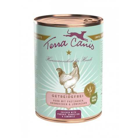 TERRA CANIS Grain Free Poulet avec panais, dente di leone et camomilla 400 g.