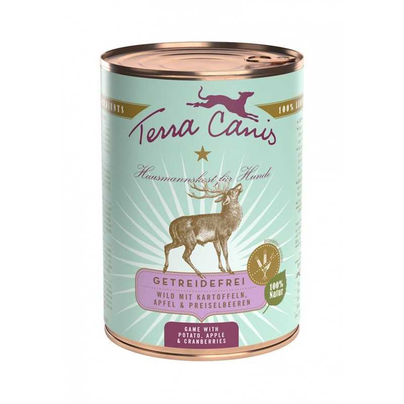 TERRA CANIS Grain Free Selvaggina avec pommes de terre, pomme et myrtilles rossi 400 g. TERRA CANIS Grain Free Selvaggina avec pommes de terre, pomme et myrtilles rossi 400 g.