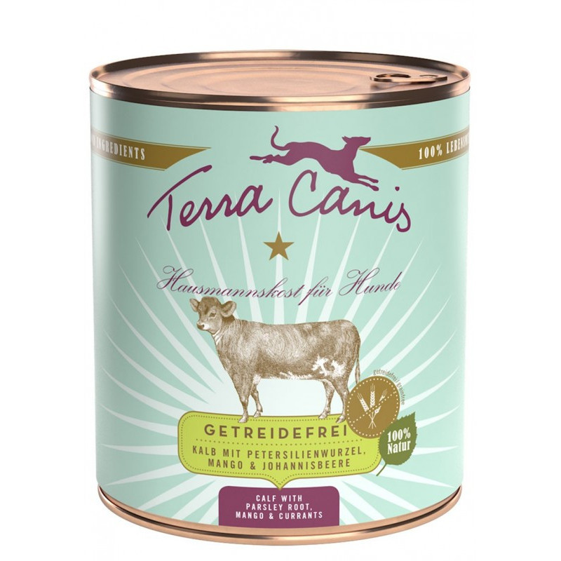 TERRA CANIS Getreidefreies Kalbfleisch mit Petersilienwurzel, Mango und Johannisbeere 800 gr.