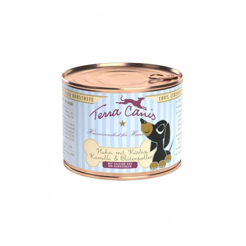 TERRA CANIS Puppy Poulet avec citrouille, camomilla et polline di fiori 200 g. TERRA CANIS Puppy Poulet avec citrouille, camomilla et polline di fiori 200 g.