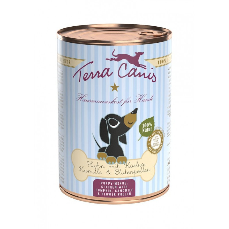 TERRA CANIS Puppy Chicken mit Kürbis, Kamille und Blütenpollen 400 gr.