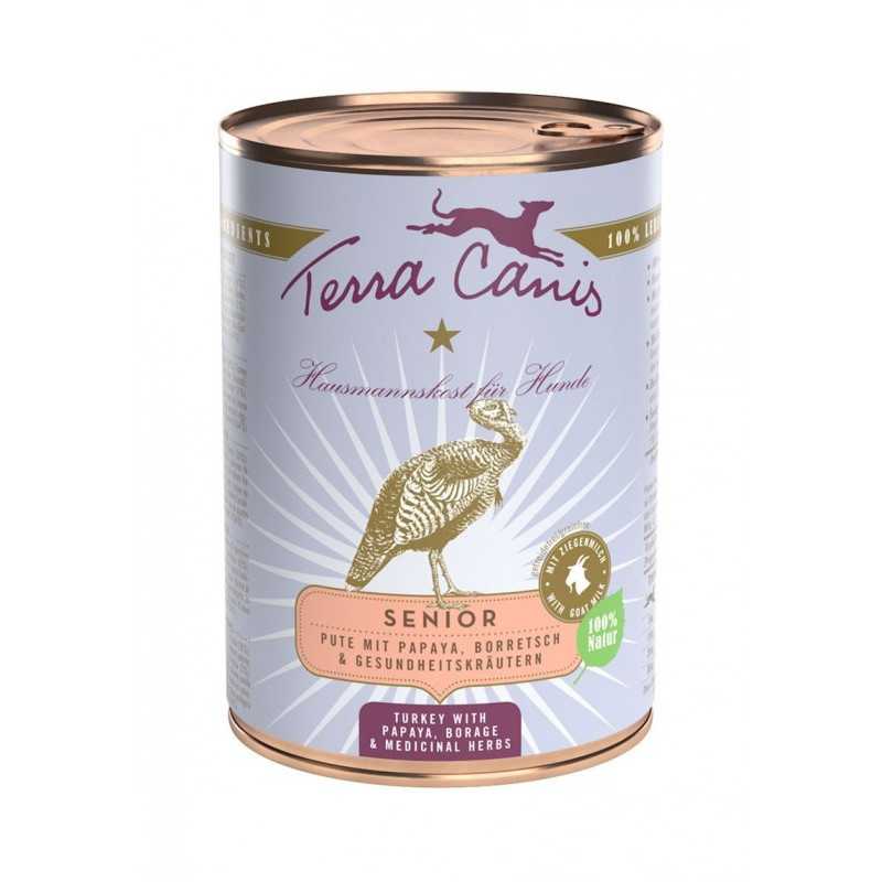 TERRA CANIS Senior Dinde avec papaya, borragine et erbe officinali 400 g. TERRA CANIS Senior Dinde avec papaya, borragine et erbe officinali 400 g.
