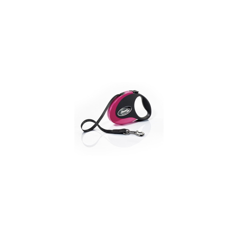 FLEXI Leash Collection Black / Pink with 3 m webbing. Size S