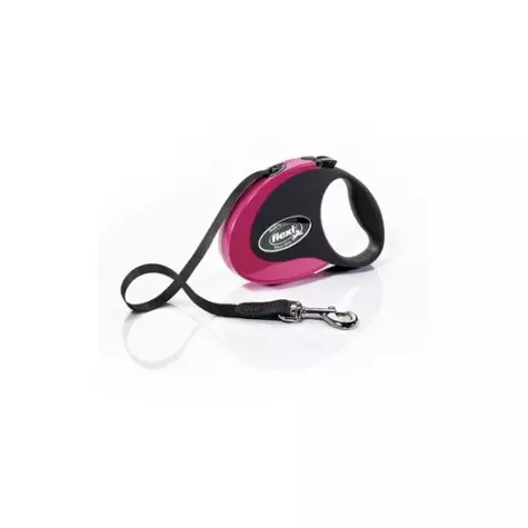FLEXI Guinzaglio Collection Nero/Rosa con Fettuccia 3 mt. Taglia S - 