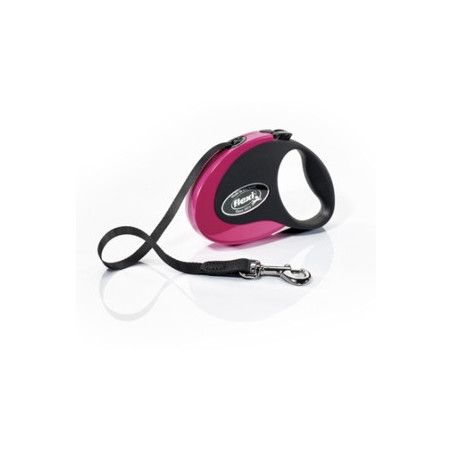 FLEXI Guinzaglio Collection Nero/Rosa con Fettuccia 3 mt. Taglia S - 