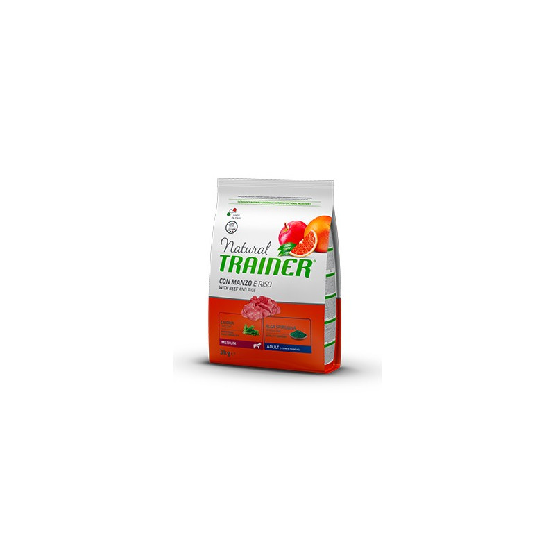Trainer Natural Adult Medium avec bœuf et riz 3 kg Trainer Natural Adult Medium avec bœuf et riz 3 kg