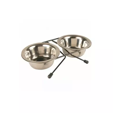 TRIXIE Set of Eat-on-Feet Bowls in Stainless Steel XL 2x1,8 lt. / 20 cm.