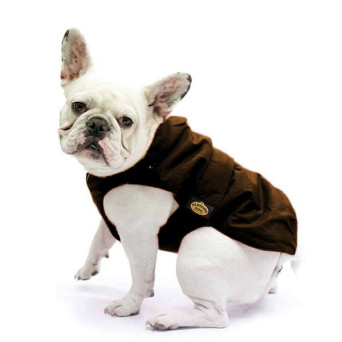 FASHION DOG Cappotto Impermeabile con Imbottitura Staccabile Marrone per Carlino e Bulldog Francese Taglia 39 - 
