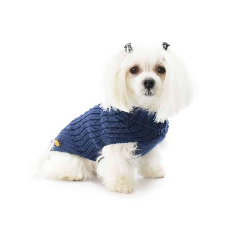 FASHION DOG Maglione in Lana Merinos et Acrilico Bleu Taille 18