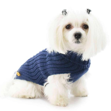 FASHION DOG Maglione in Lana Merinos e Acrilico Blu Taglia 27 - 