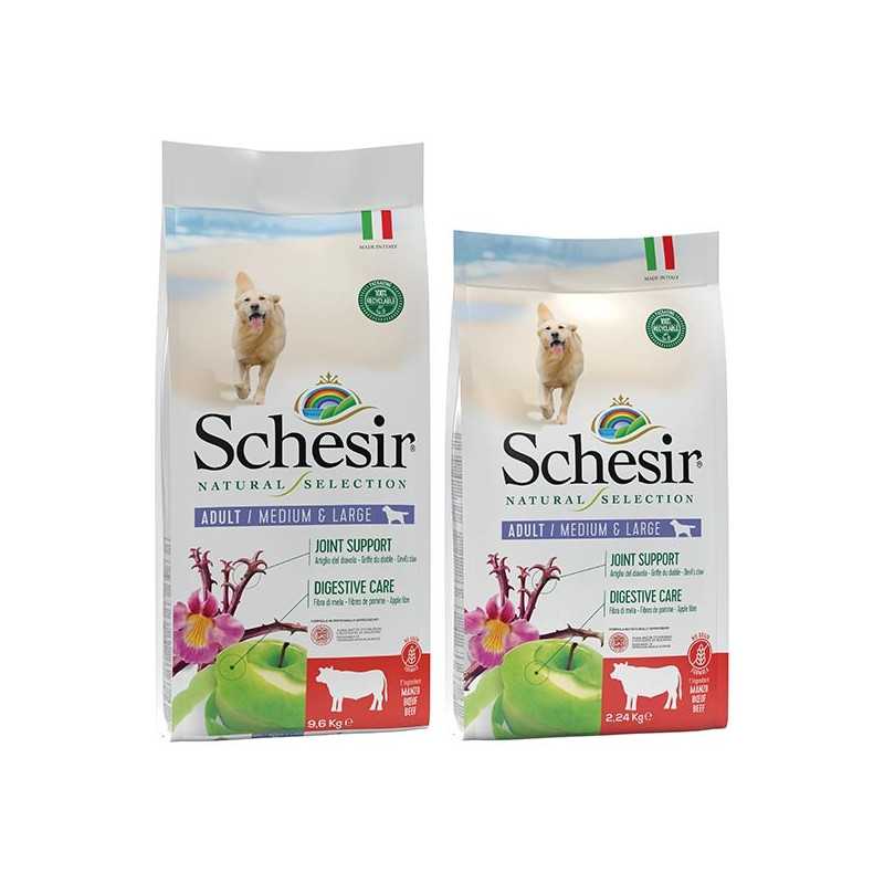 SCHESIR Natural Selection Adult Medium et Large avec Bœuf 9,6 kg. SCHESIR Natural Selection Adult Medium et Large avec Bœuf 9,6 kg.