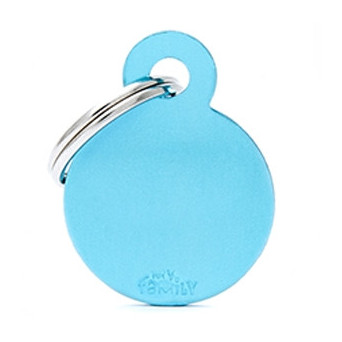 MY FAMILY Small Circle Basic Tag in Light Blue Aluminum