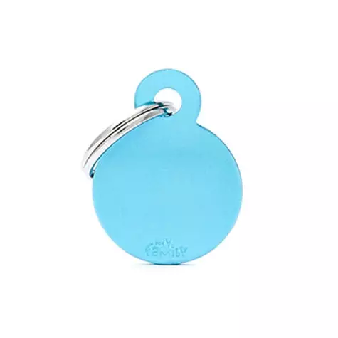 MY FAMILY Small Circle Basic Tag in Light Blue Aluminum