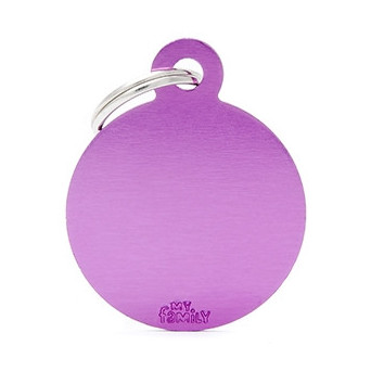 MY FAMILY Small Circle Basic Tag in Purple Aluminum