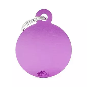 MY FAMILY Big Circle Basic Tag in Purple Aluminum