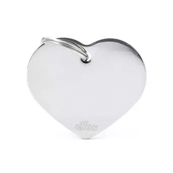 MY FAMILY Basic Herzanhänger klein aus verchromtem Messing