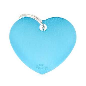MY FAMILY Medaglietta Basic Cuore Grande in Alluminio Azzurro - 