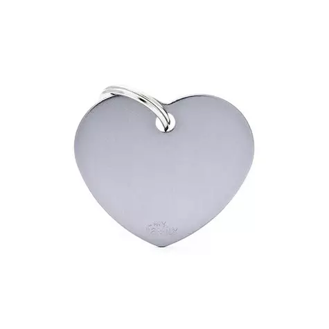 MY FAMILY Basic Small Heart ID Tag in Gray Aluminum