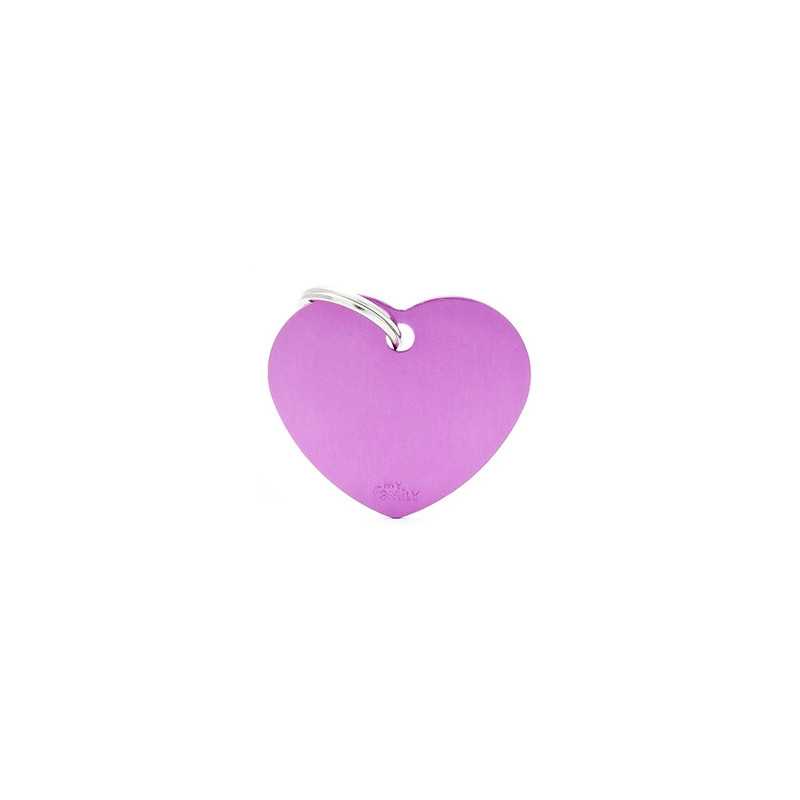 MY FAMILY Médaille Basic Cuore Grande in Aluminium Violet