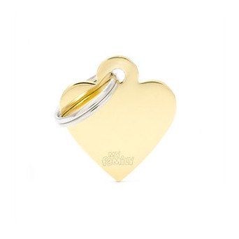 MY FAMILY Basic Small Heart Tag in Golden Brass
