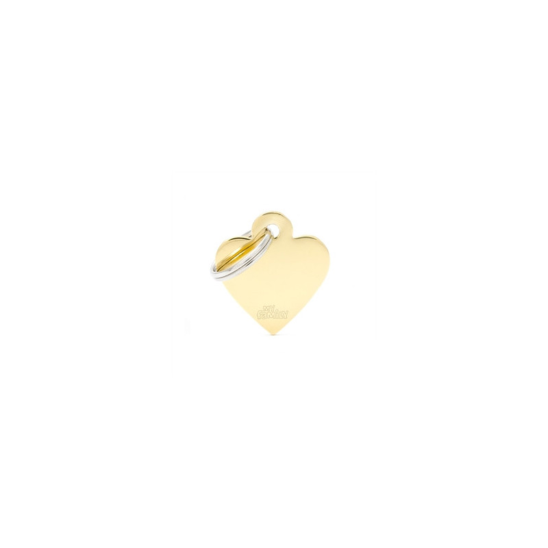 MY FAMILY Basic Small Heart Tag in Golden Brass
