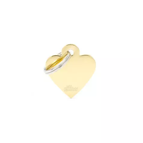 MY FAMILY Basic Small Heart Tag in Golden Brass