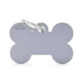 MY FAMILY Medaglietta Basic Osso Piccolo Alluminio Grigio - 