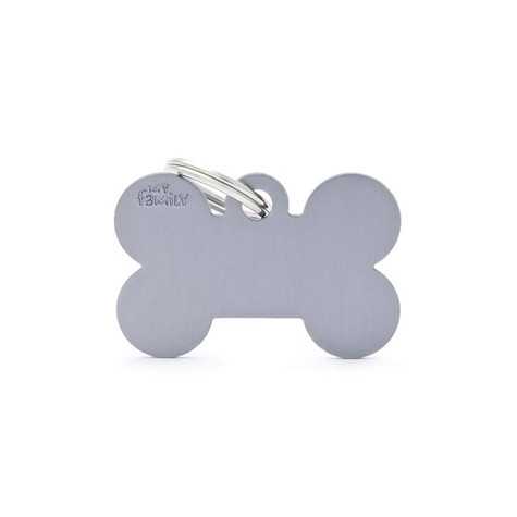 MY FAMILY Medaglietta Basic Osso Grande Alluminio Grigio - 