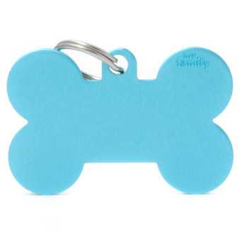MY FAMILY Medaglietta Basic Osso XL Azzurra in Alluminio - 