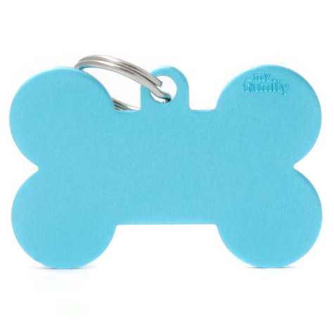 MY FAMILY Medaglietta Basic Osso XL Azzurra in Alluminio - 