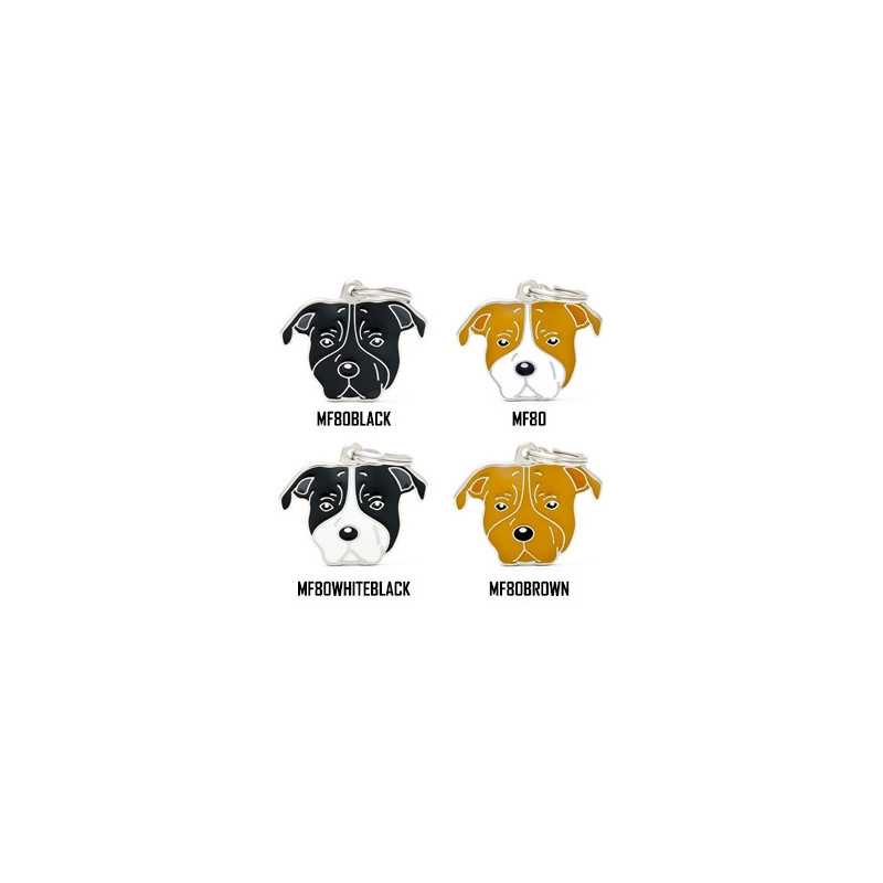 MY FAMILY Médaille Friends American Staffordshire Terrier Blanc et Noir MY FAMILY Médaille Friends American Staffordshire Terrier Blanc et Noir
