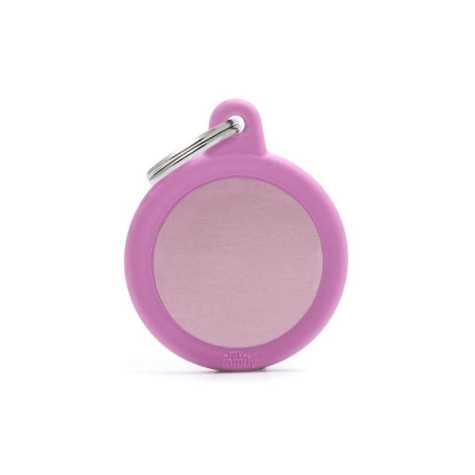 MY FAMILY Medaglietta Hushtag Cerchio Alluminio Rosa con Gomma Rosa - 