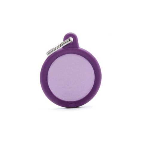 MY FAMILY Medaglietta Hushtag Cerchio Alluminio Viola con Gomma Viola - 