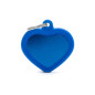 MY FAMILY Hushtag ID Tag Aluminum Blue Heart with Blue Rubber
