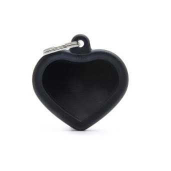 MY FAMILY Medaglietta Hushtag Cuore Alluminio Nero con Gomma Nera -