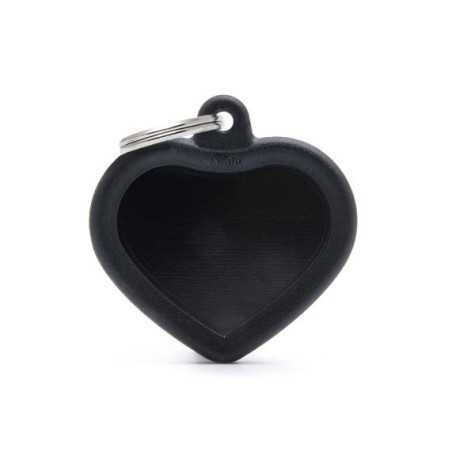 MY FAMILY Medaglietta Hushtag Cuore Alluminio Nero con Gomma Nera -