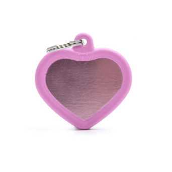 MY FAMILY Medaglietta Hushtag Cuore Alluminio Rosa con Gomma Rosa -